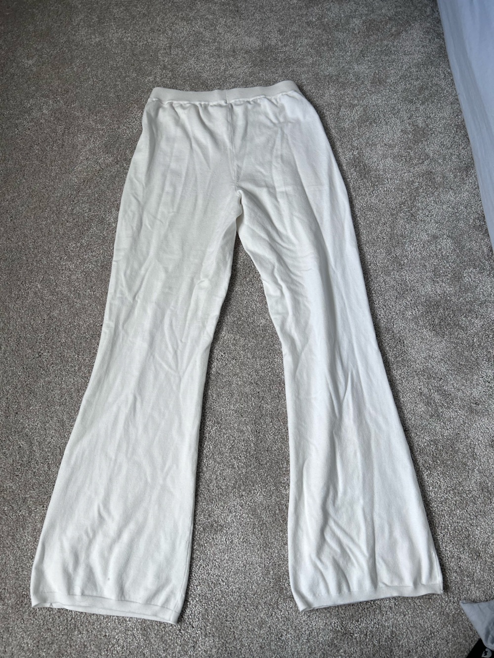 Sunday Best Aritzia White Knit Wide-Leg Flare Posie Pants Lounge Cozy Minimalist - Picture 2 of 7